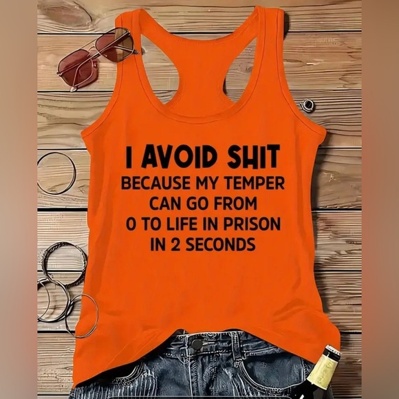 Women's Orange Graphic Tank Top - Picture 1 of 3